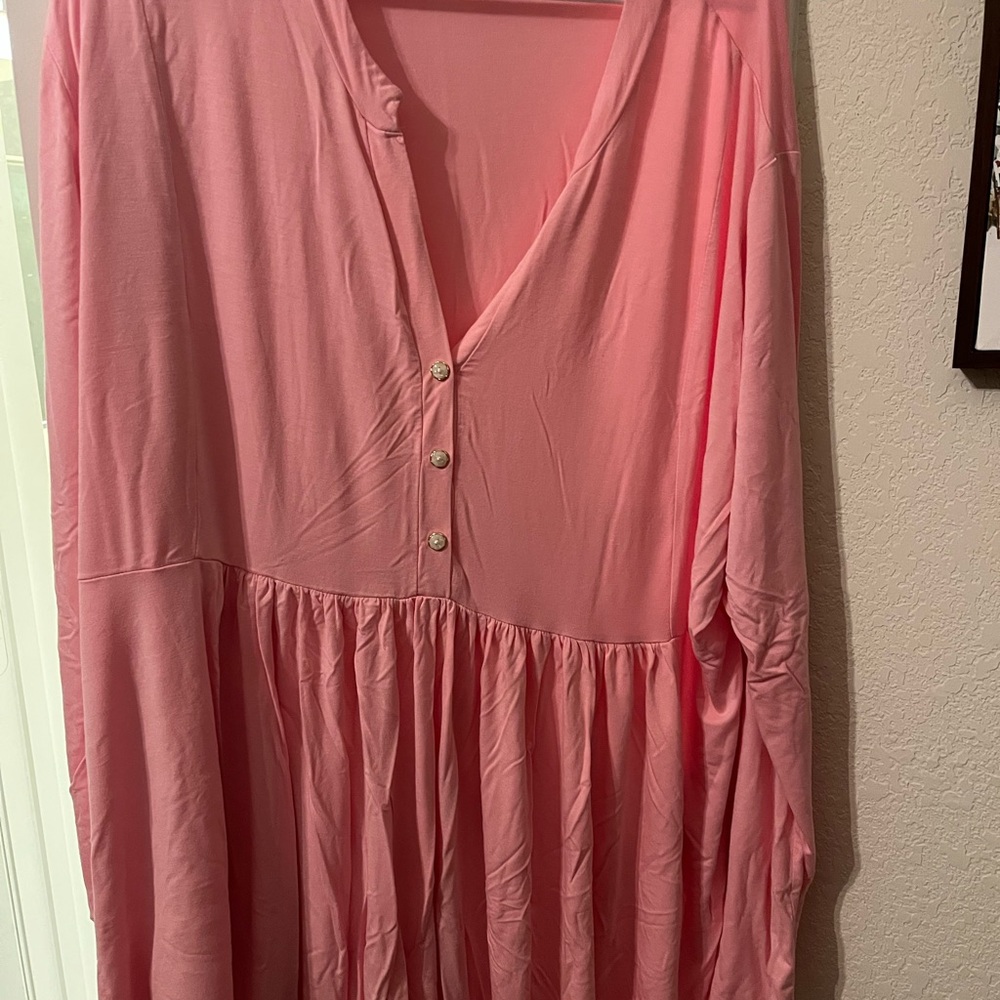 Pink long sleeve empire waist top